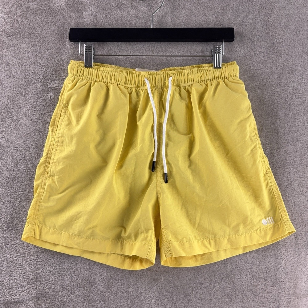 Solid & Striped Swim Trunks Mens‎ Size Small Yellow Drawstring Lined Shorts